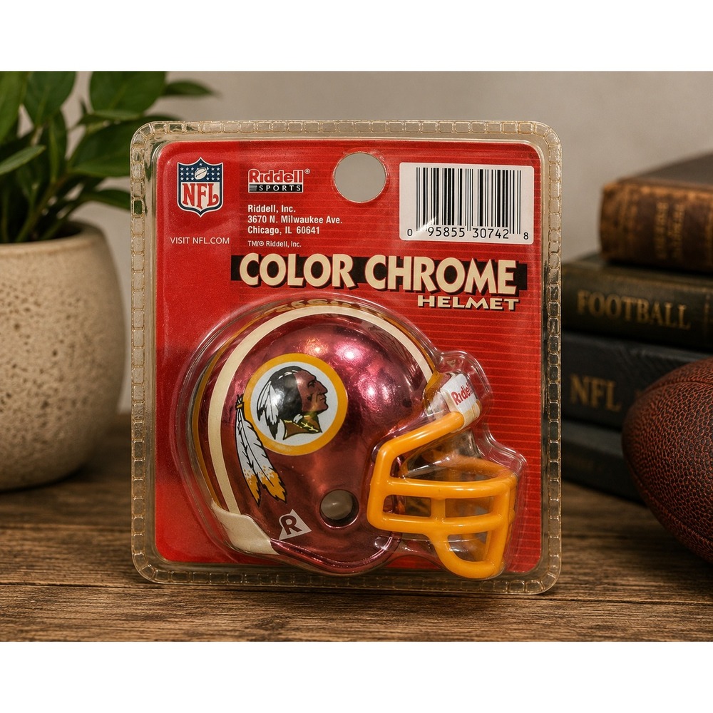 Vintage Riddell Washington Redskins Color Chrome Mini Helmet NIP NFL Collectible
